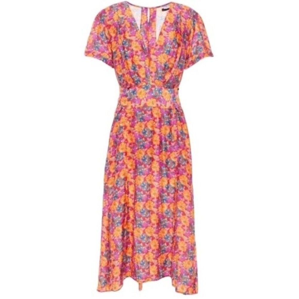 ViX Paula Hermanny Pink Silk Floral Midi Dress